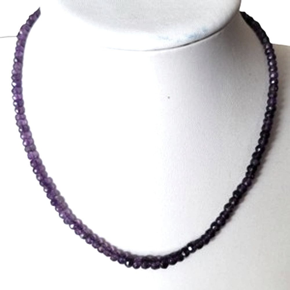 New Purple African Amethyst Bead Faceted Necklace 75cttw 18" 2"